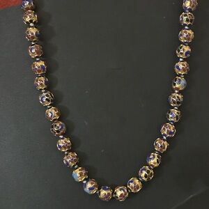 Elegant Gold and Blue Beaded Necklace